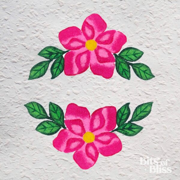 Pink Flower and Leaves Ready Rangoli - Set of 2